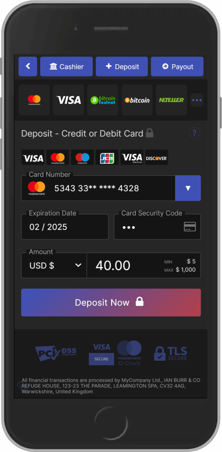 Credit Card Deposit Page in Spanish